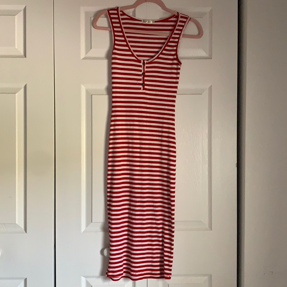 Long Tight Sexy Red & White Dress
